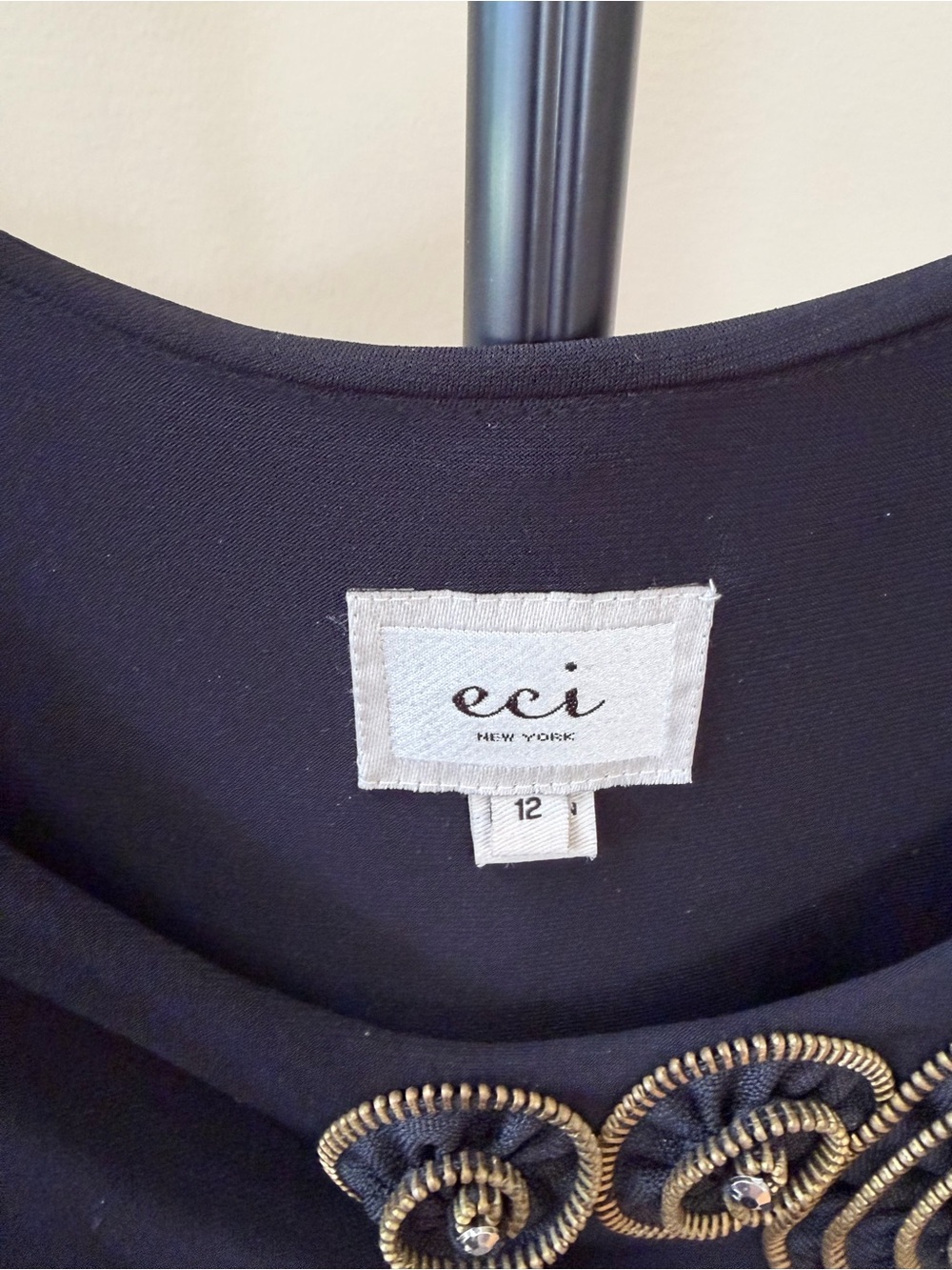 ECI New York Black Embellished Tiered Cocktail Dress Womens 12 Sleeveless - Picture 5 of 7